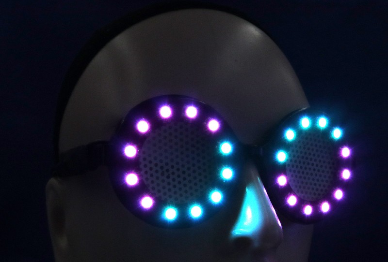 diseño de fiesta rave con gafas brillantes cyber punk
