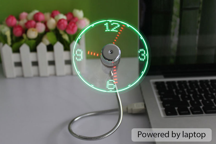 Ventilador USB con el reloj LED