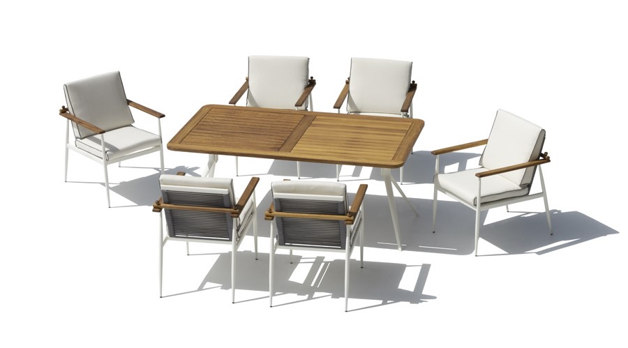 Conjunto de mesa y sillas de comedor - Muebles de jardín de lujo de madera