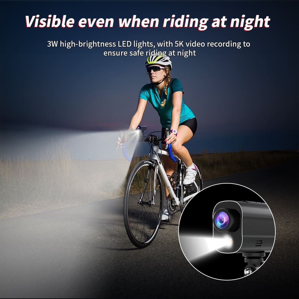 Cámara de acción para bicicleta con luz led wifi