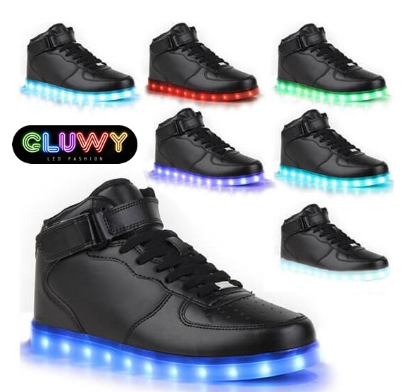 LED que brilla botas zapatillas de deporte negras