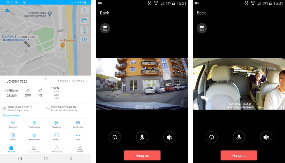 app cámara de coche profio x5 con GPS y transmisión en directo