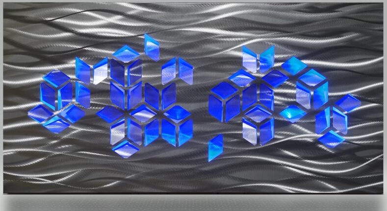 Pinturas murales abstractas de METAL forma 3d - luz led