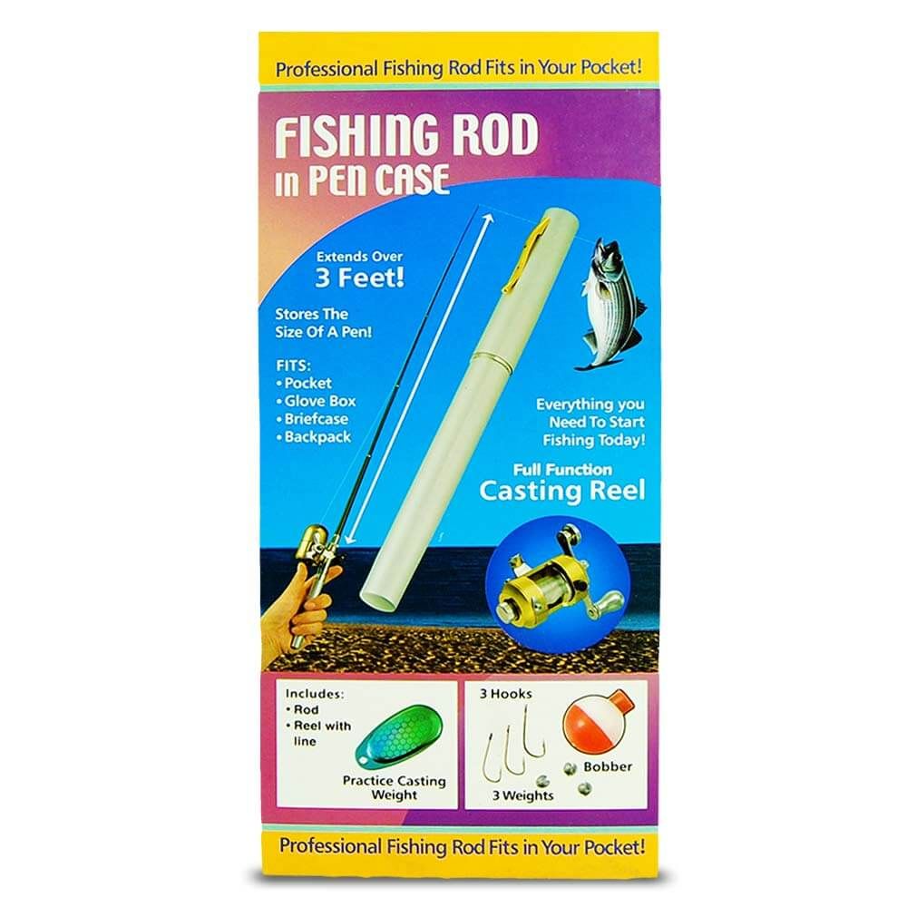 Caña mini pen para pescar con carrete en pen - telescópica hasta 1 metro