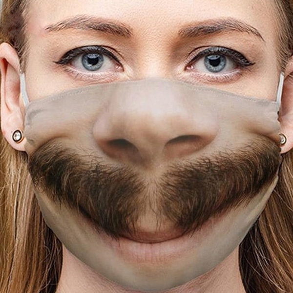 máscara divertida en la cara con bigote