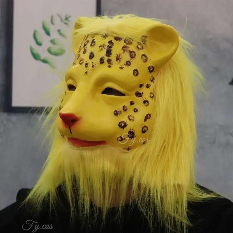 Máscara de látex de silicona con cara de leopardo para la cabeza.