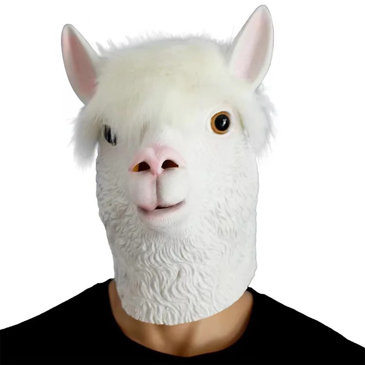 máscara de alpaca cara cabeza máscara de silicona