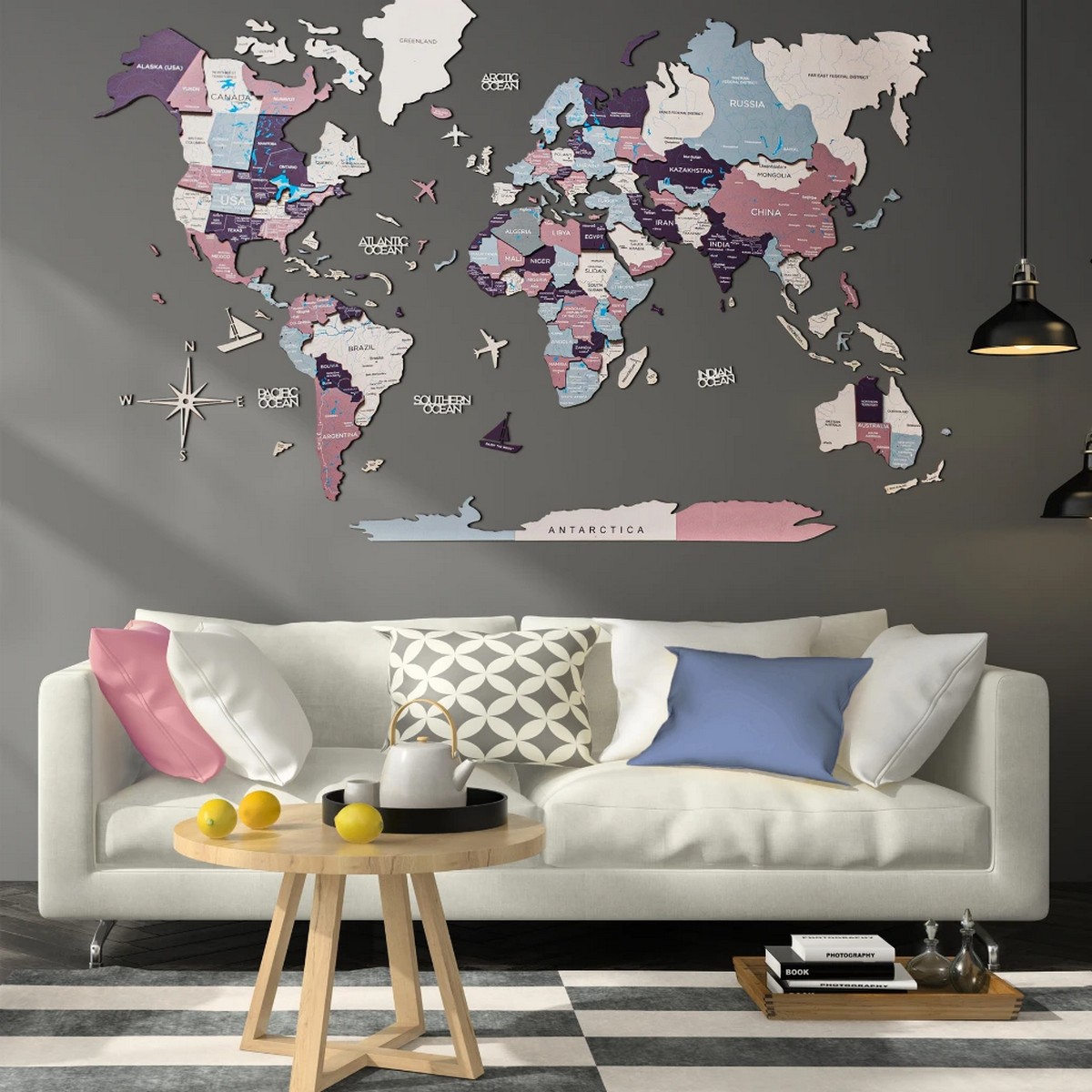 decoración de la pared del mapa del mundo