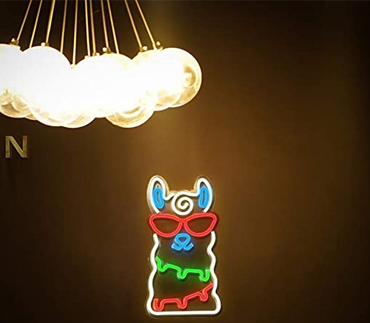 logotipo de pared de neón lama luminoso