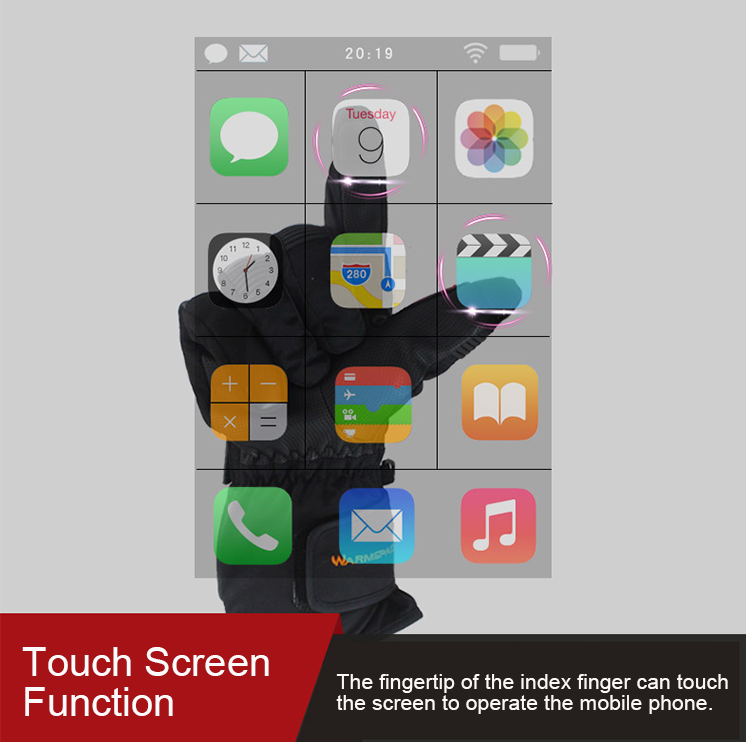guantes de invierno con superficie táctil para los dedos para teléfonos inteligentes