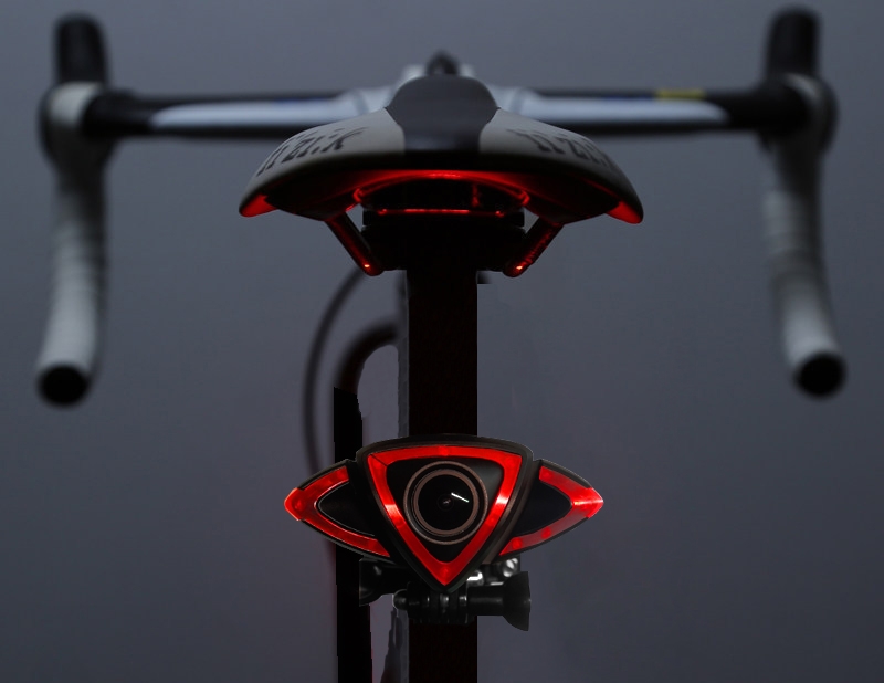 bicicleta cámara trasera wifi + luces de advertencia LED