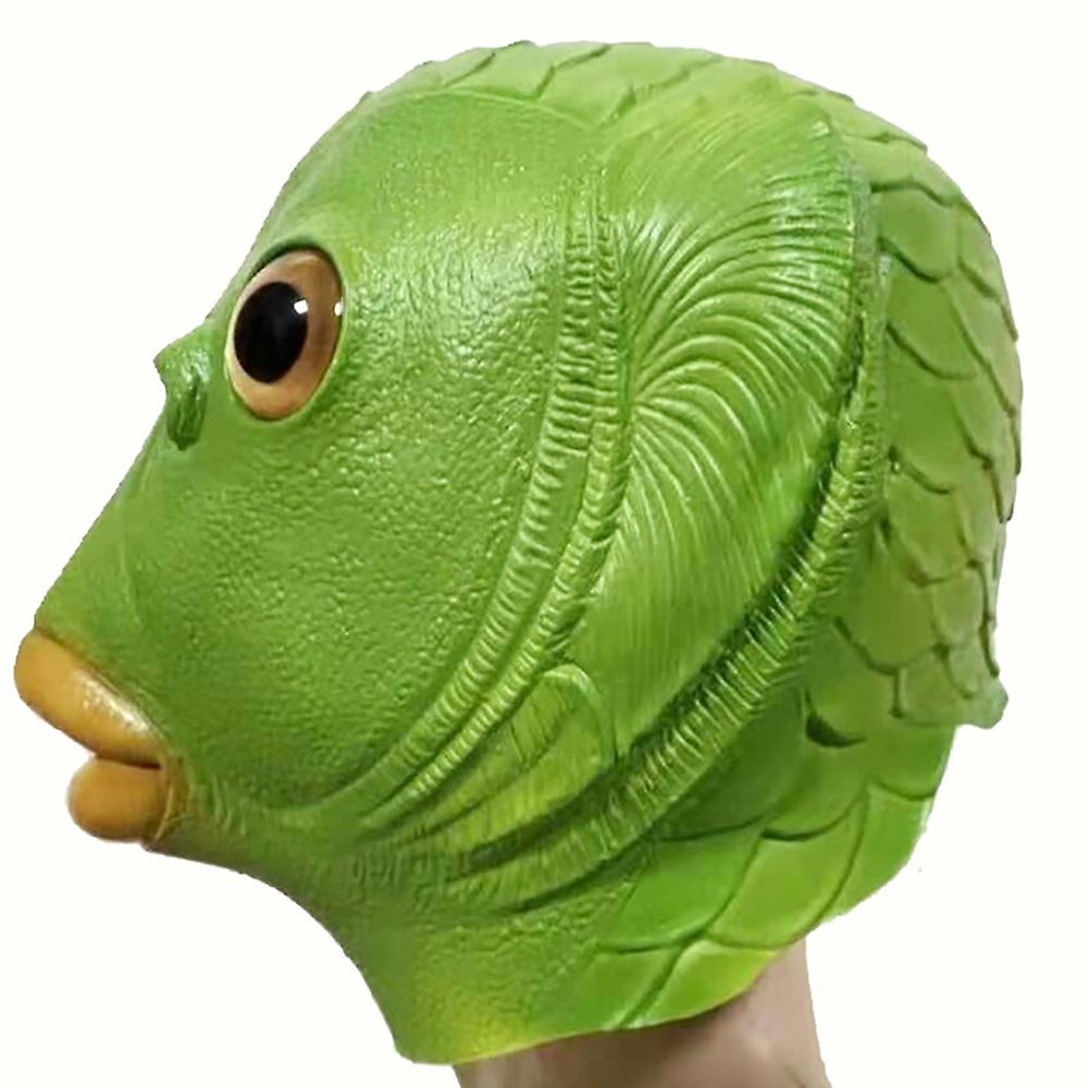Mascarilla de silicona con cara de cabeza de pez verde