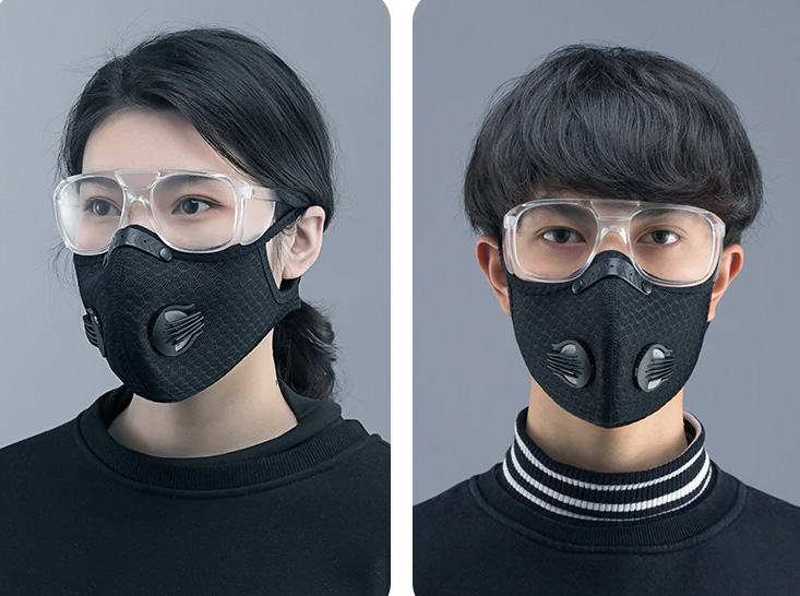 gafas protectoras con mascarilla contra el virus corona