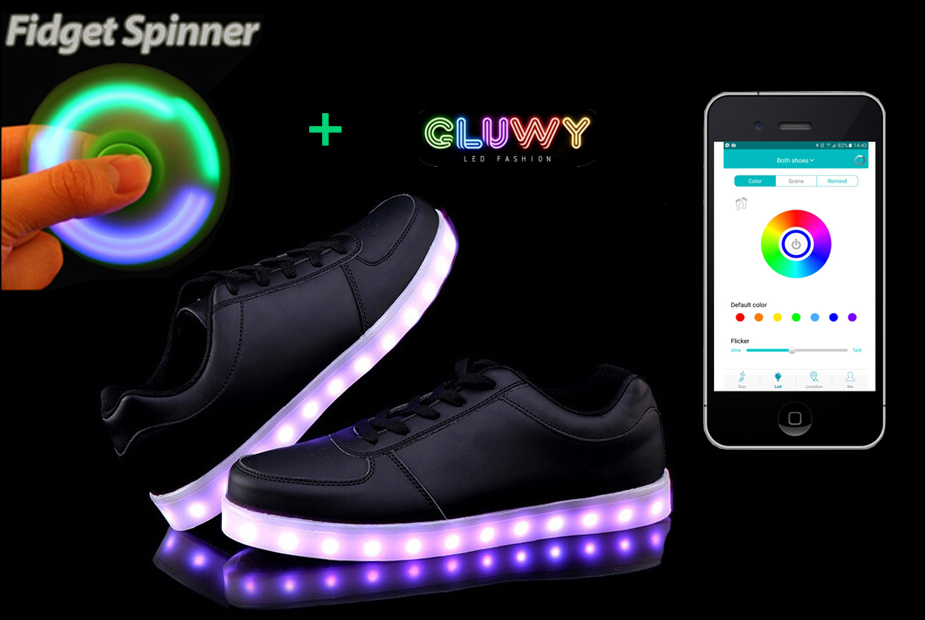 compensation Caution Disgrace LED brillantes zapatillas de deporte negras - una aplicación móvil para  cambiar los colores | Cool Mania