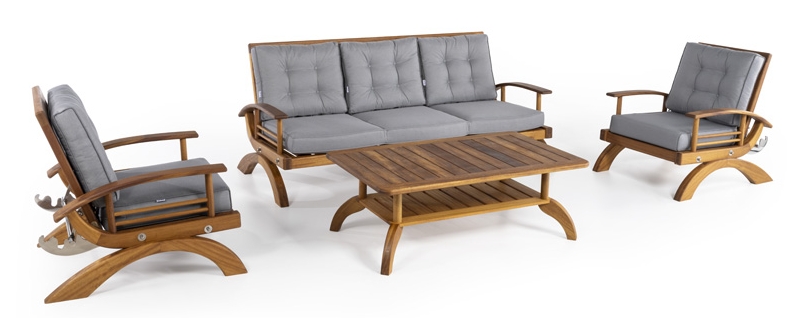 Sofá de jardín de ratán - conjunto de asientos de madera para jardín