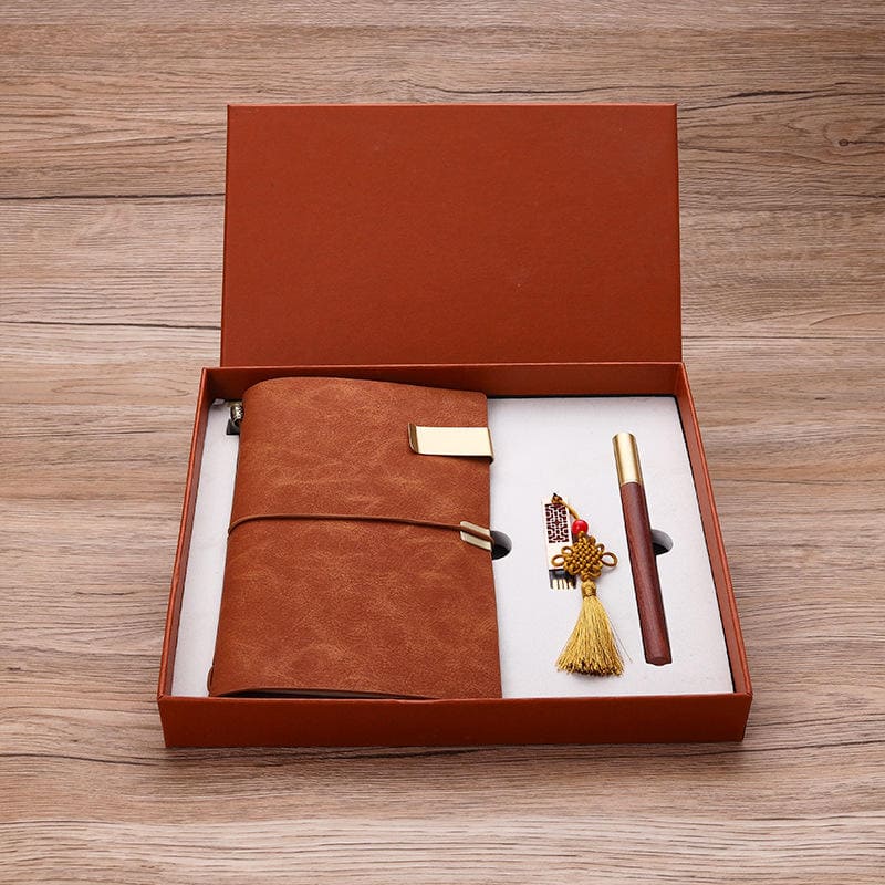 Bolígrafo de madera con set de libreta de regalo