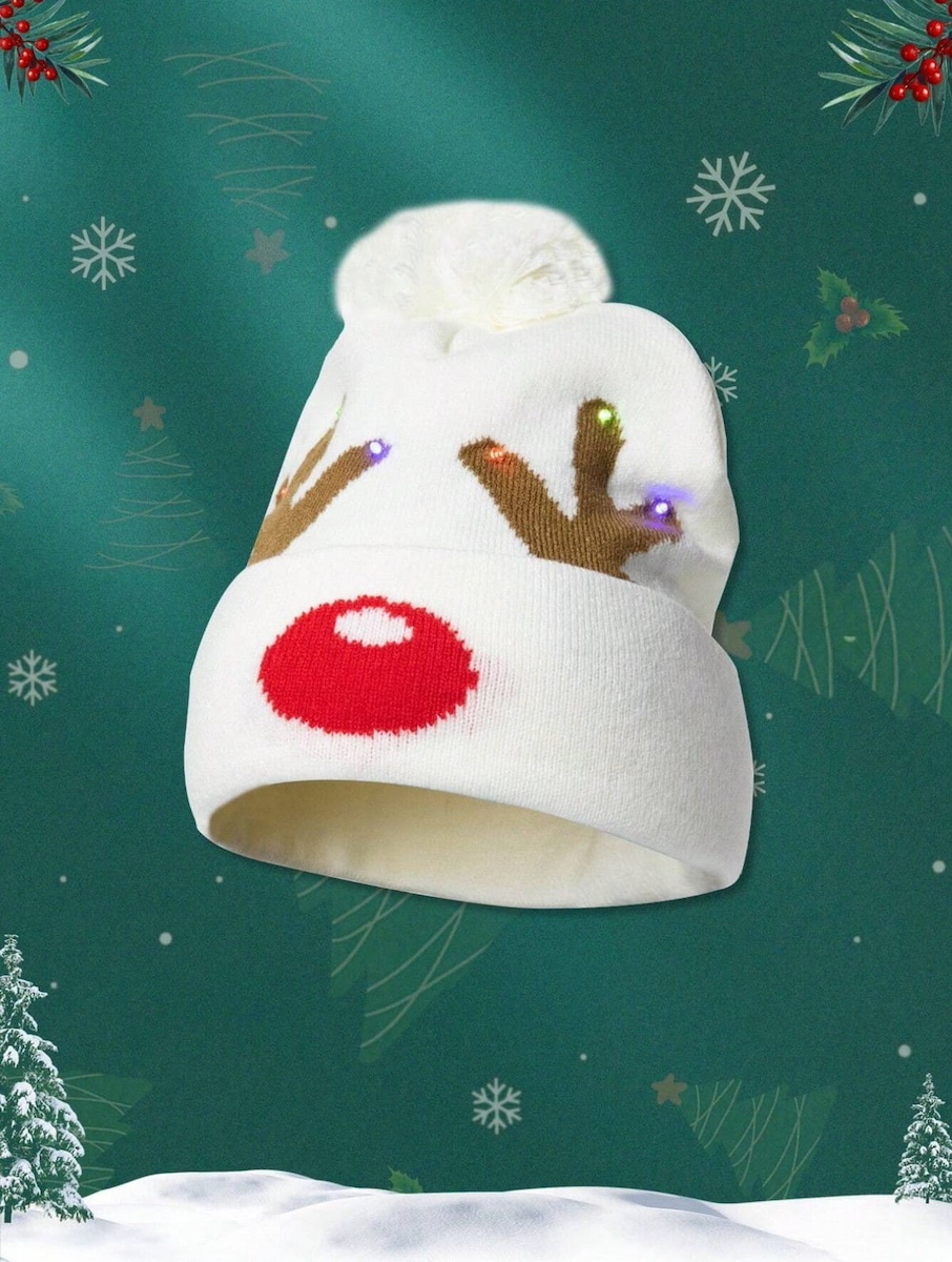 gorra navideña con astas de reno - gorra para el invierno resplandeciente, Rudolph