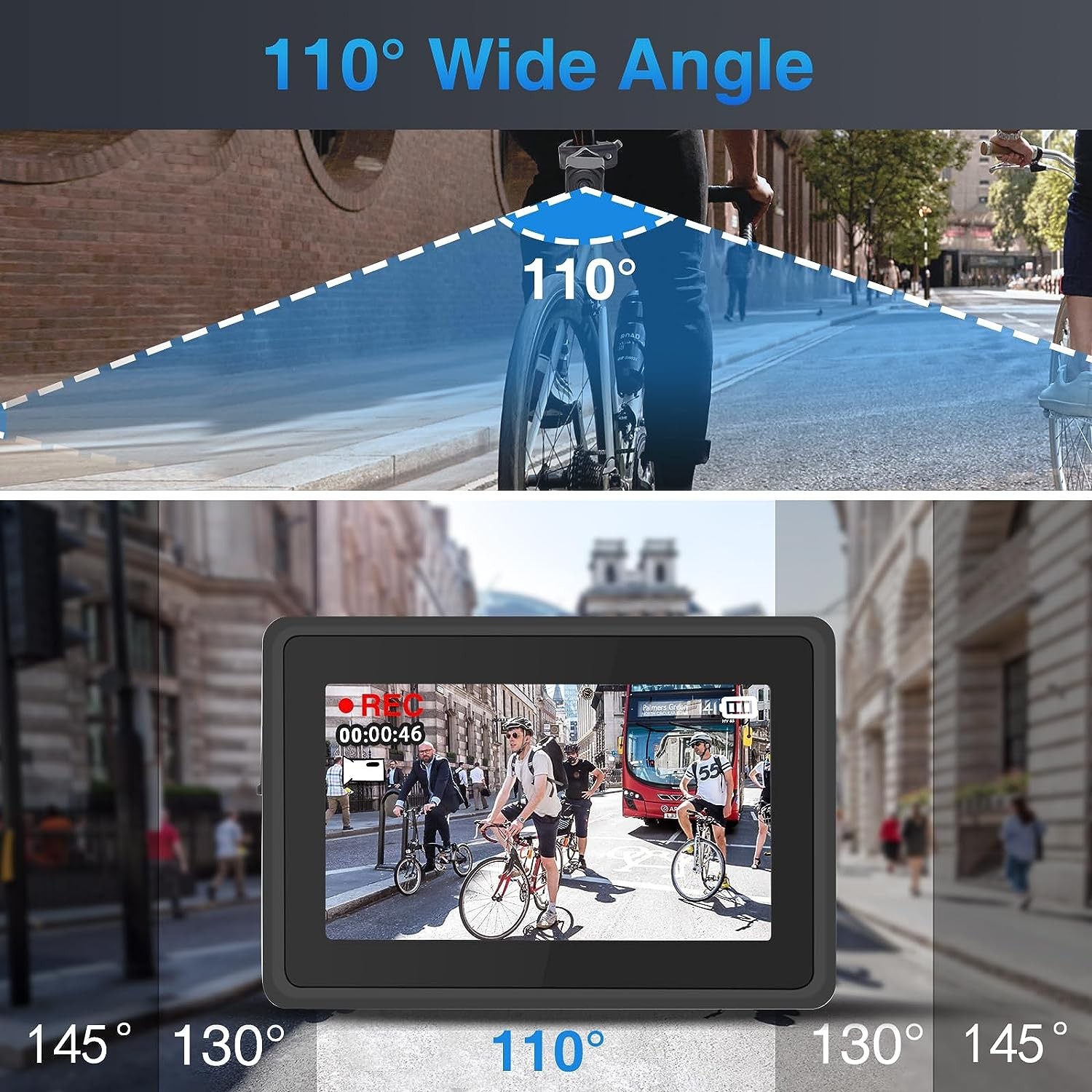 ángulo de visión de la cámara de bicicleta 110 grados + monitor