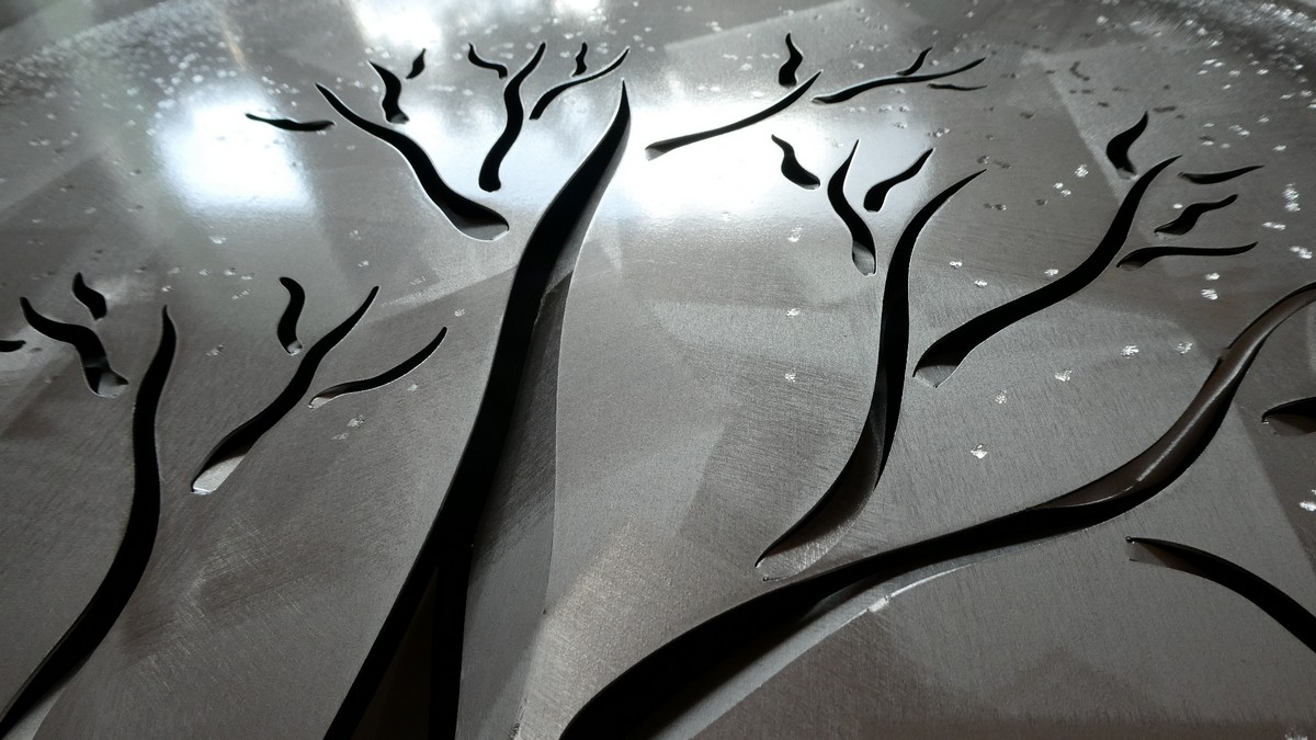 detalle de pintura árbol de la vida - cuadro de metal