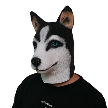 Perro husky - Máscaras de carnaval se enfrentan a la cabeza