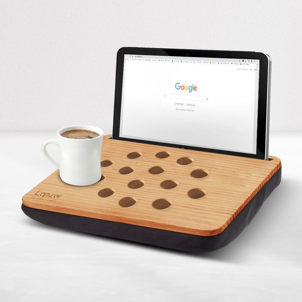 alfombrilla para tableta iPad - de madera + almohada