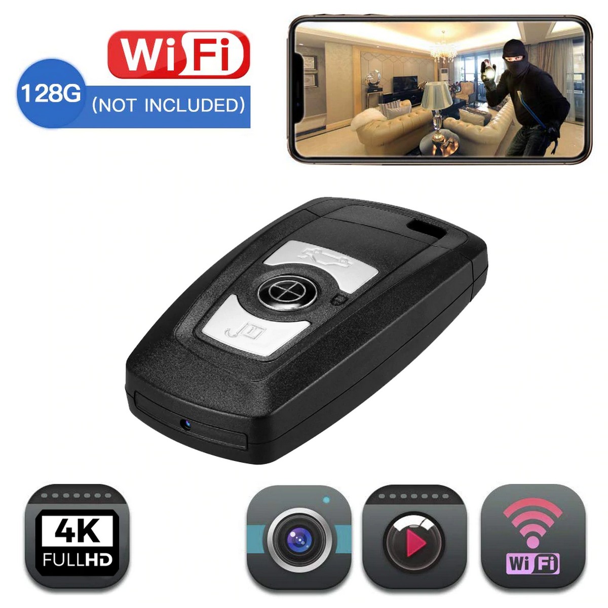 Grabación directa-sin tarjeta-mini cámara 4k Wifi portátil P2p Ip / ap  control remoto Micro cámara de vigilancia Hd 1080p Soporte Detección de  movimiento Coche oculto