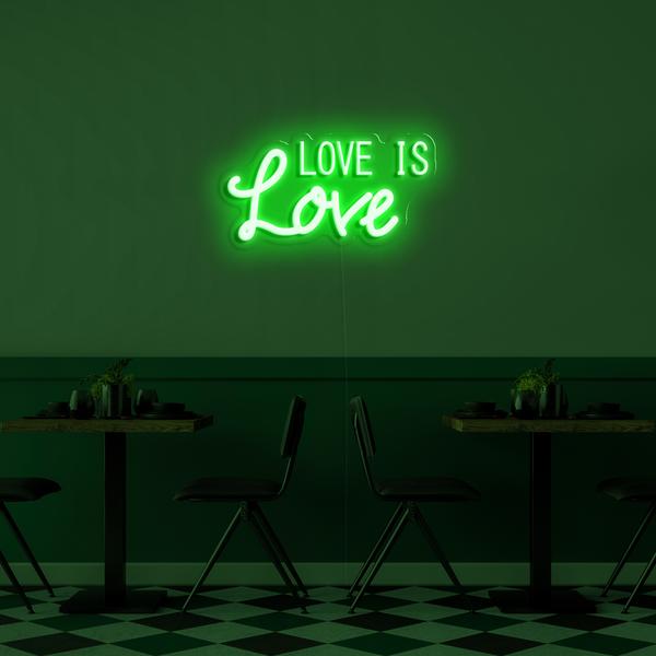 Logotipo LED de neón 3D en la pared - Love is Love con dimensiones de 50 cm