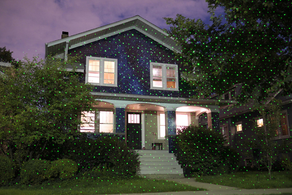 Proyector láser decorativo LED fachada de casa de color verde rojo