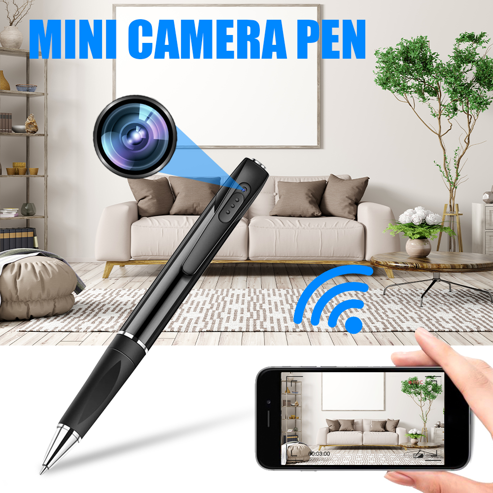 Cámara con bolígrafo espía compatible con FULL HD + WiFi (aplicación para iOS/Android)