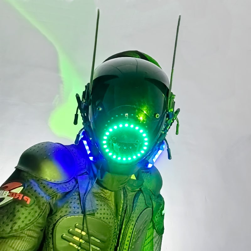 Casco de cabeza de máscara Cyberpunk LED luminoso