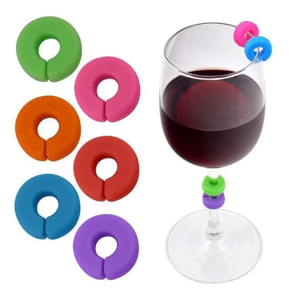 anillos para copas de vino, etiquetas de colores