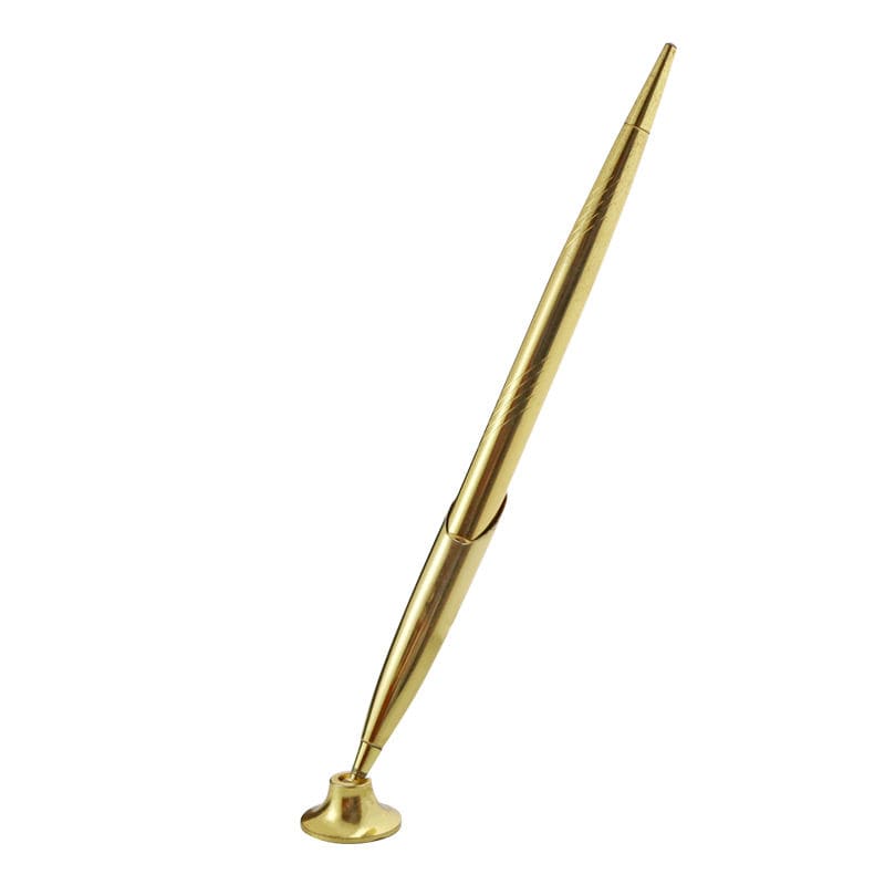elegante bolígrafo dorado con soporte