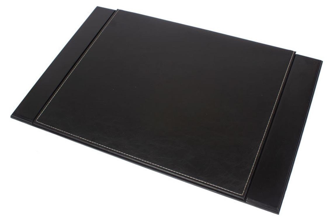 estera de mesa de cuero negro de madera