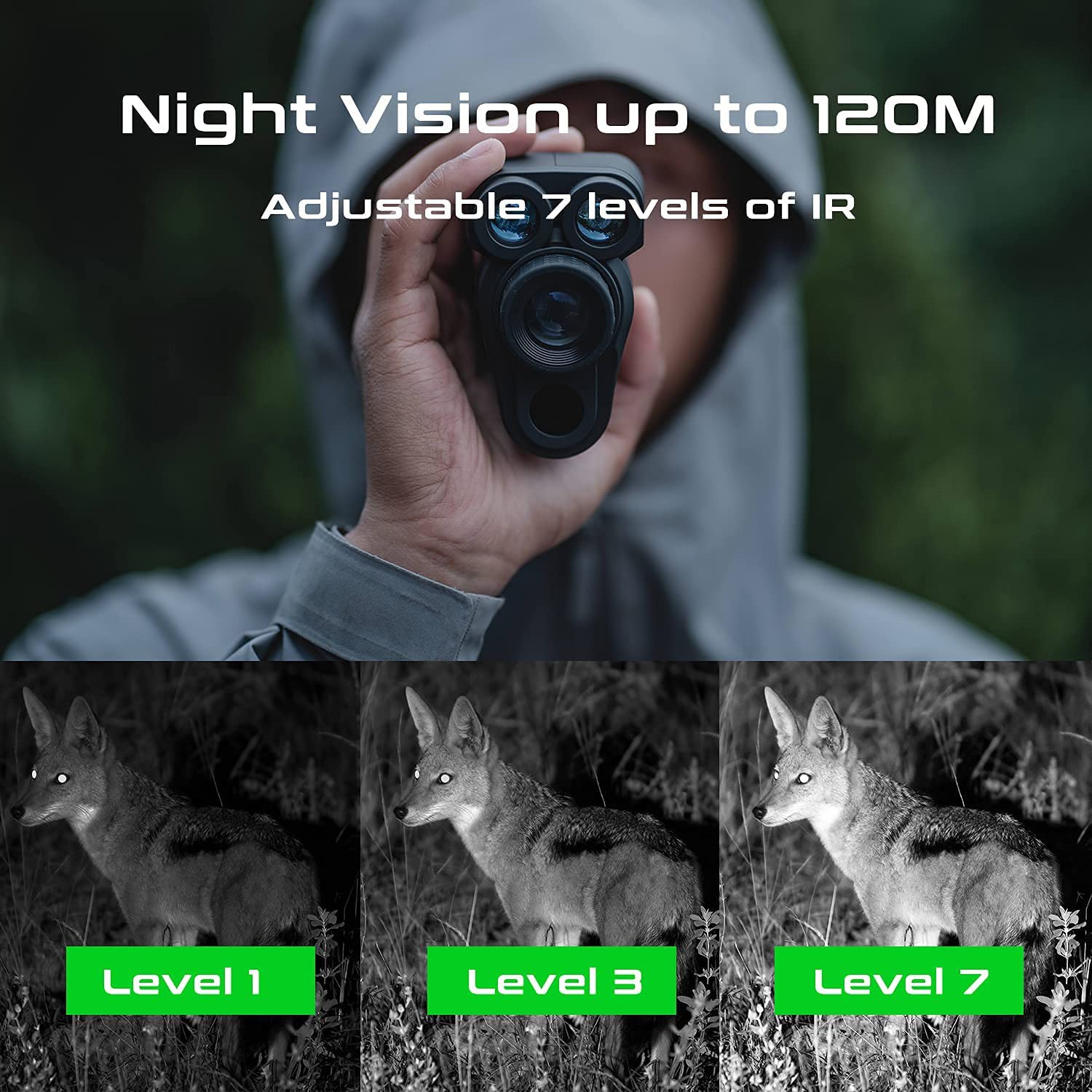 monocular con vision nocturna hasta 120m de noche