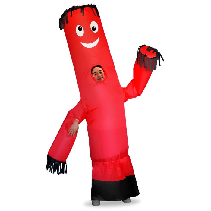 Traje de hombre hinchable rojo con ventilador