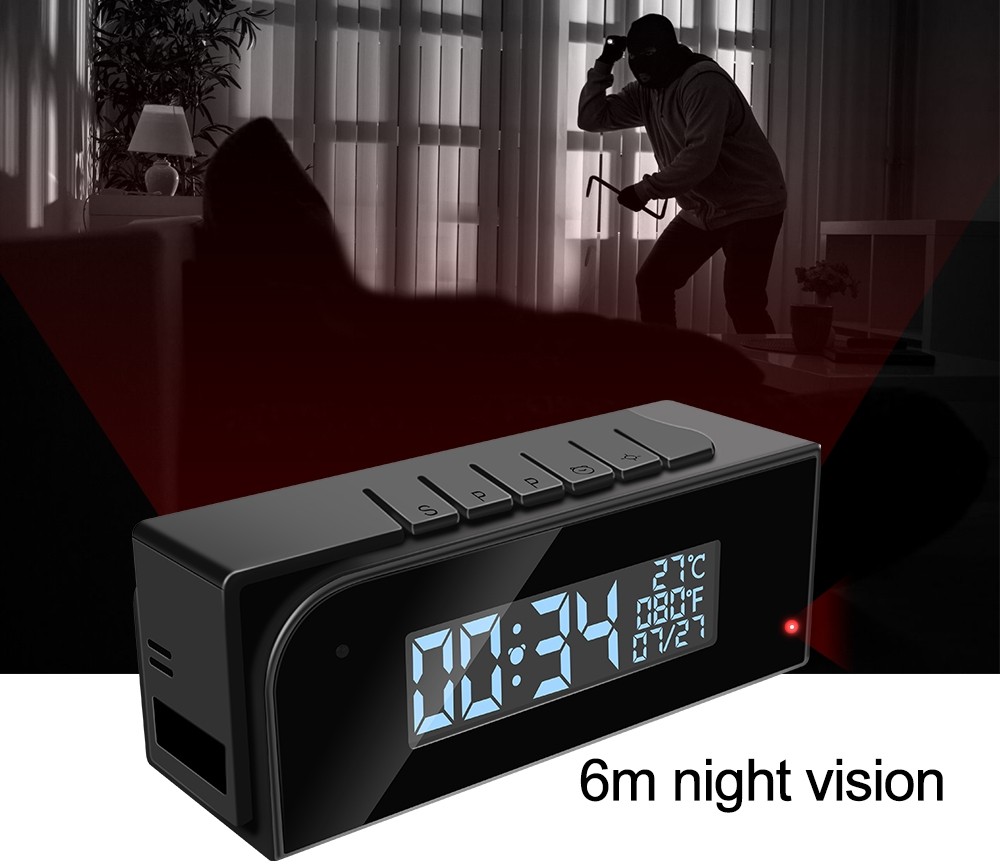 cámara espía con reloj despertador de visión nocturna