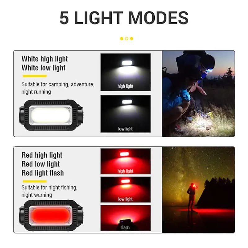 linterna frontal para camping LED rojo / blanco
