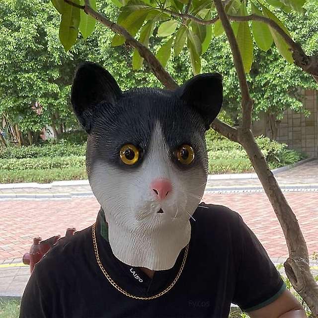 mascarilla - máscara de látex de silicona con cabeza de gato negro