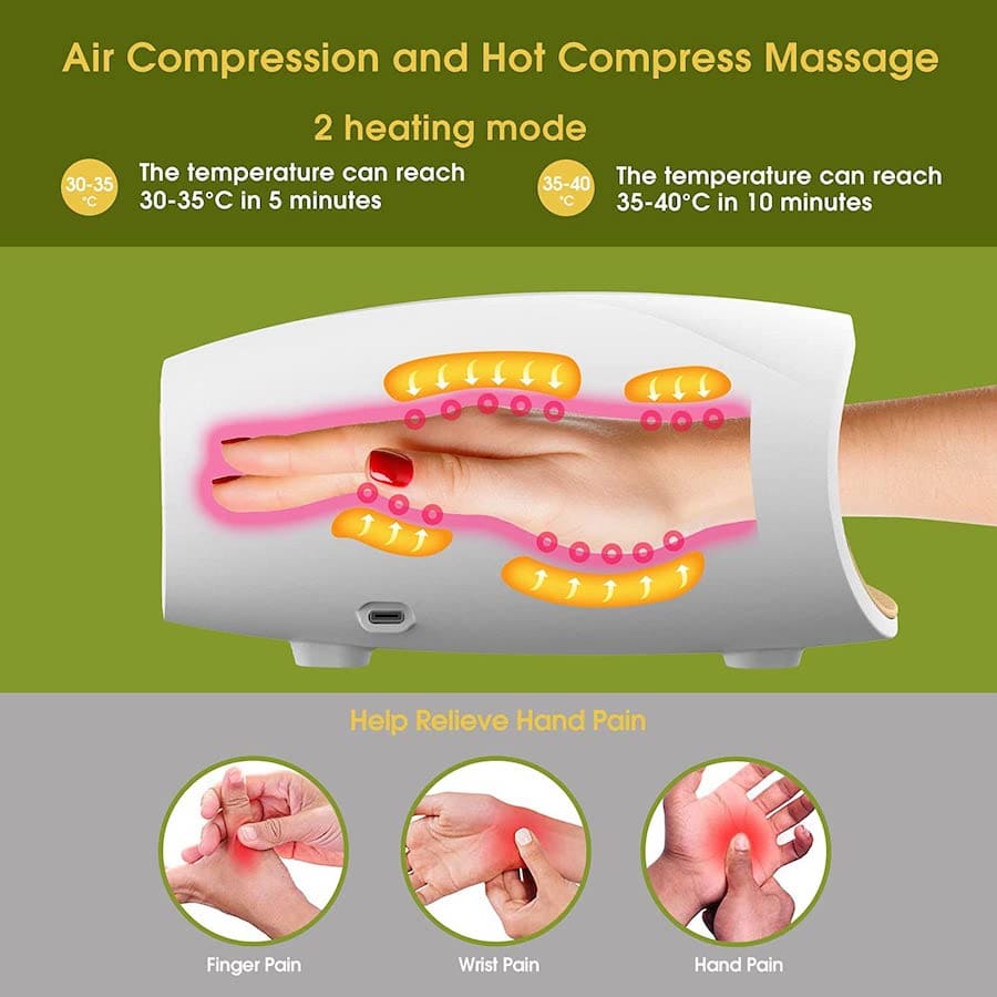 dispositivo de masaje de manos, procedimiento de masaje