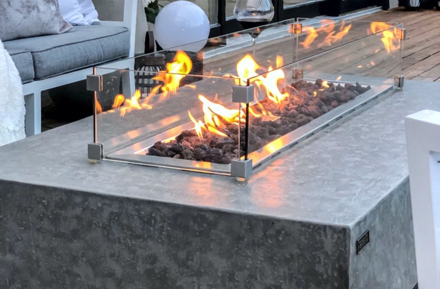 chimenea de gas al aire libre con mesa - pozo de fuego de gas