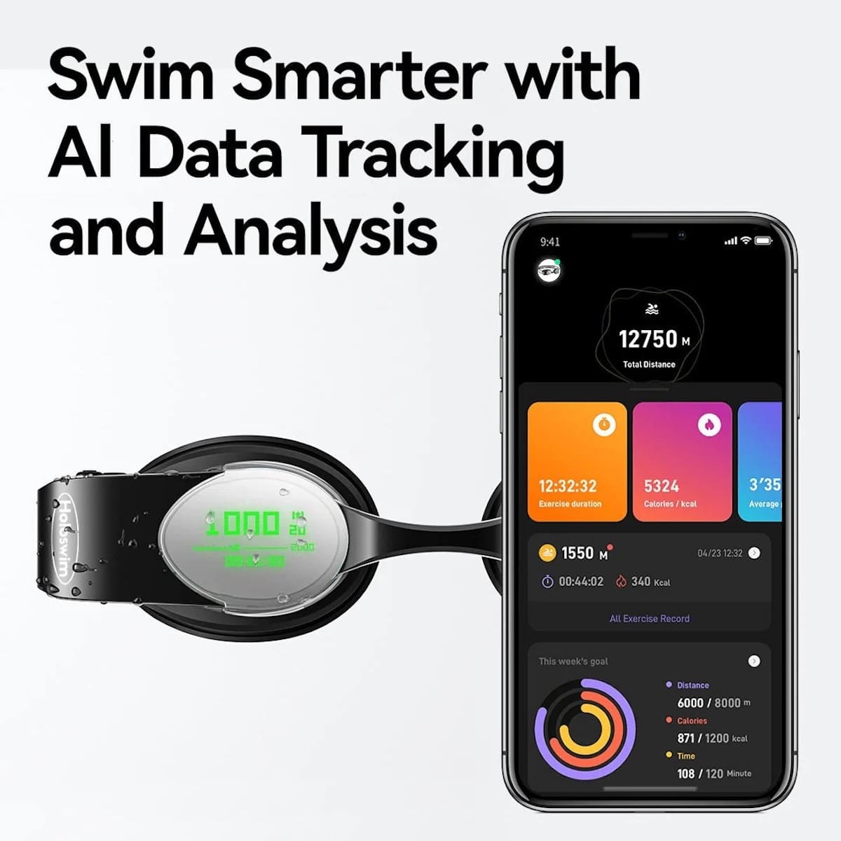 Gafas de natación inteligentes holo swim con aplicación para smartphone