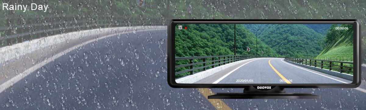 mejor cámara de coche con visión nocturna duovox v9 - lluvia