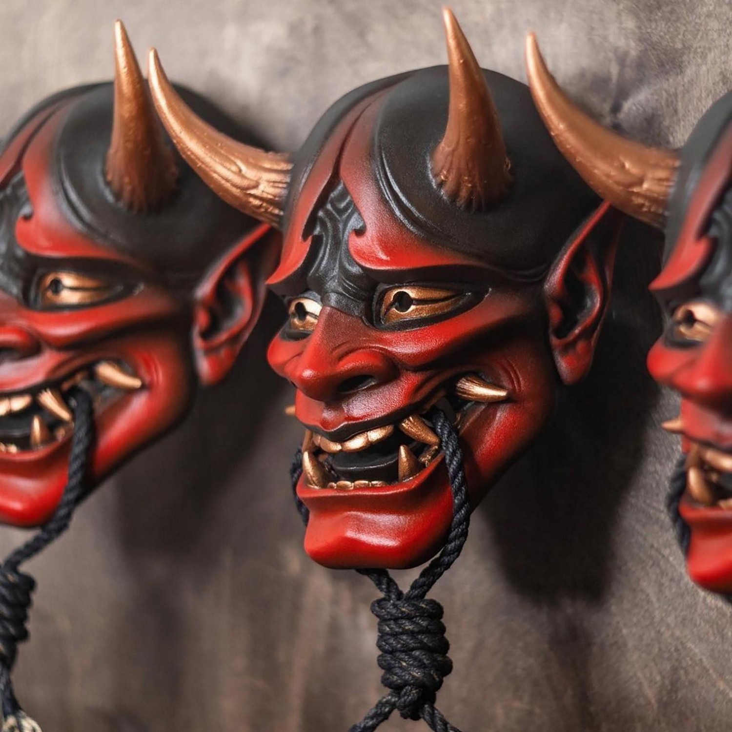 Máscara de cabeza de demonio para Halloween - motivo japonés