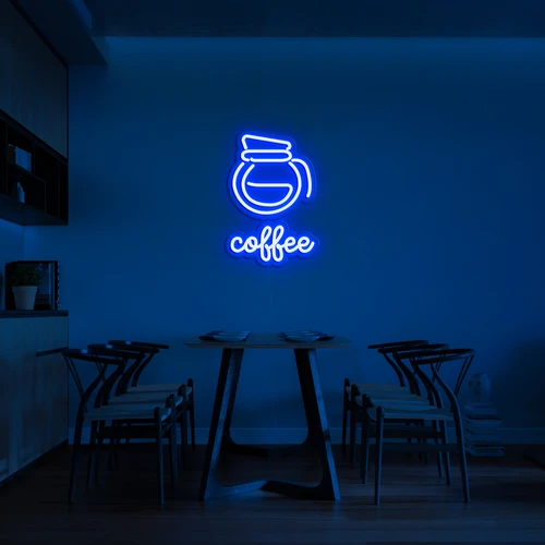 Logotipo LED de neón 3D en la pared CAFÉ