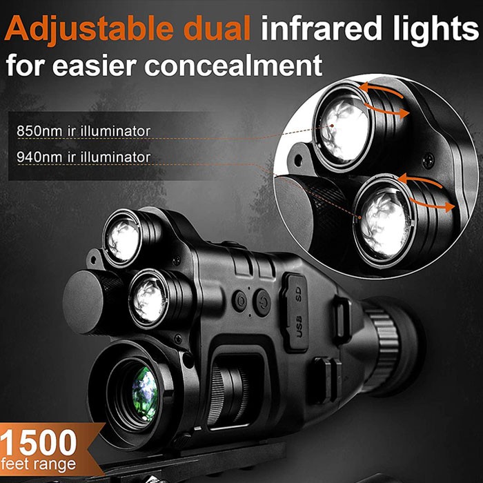 visión nocturna binocular 850nm y 940nm IR luces infrarrojas duales