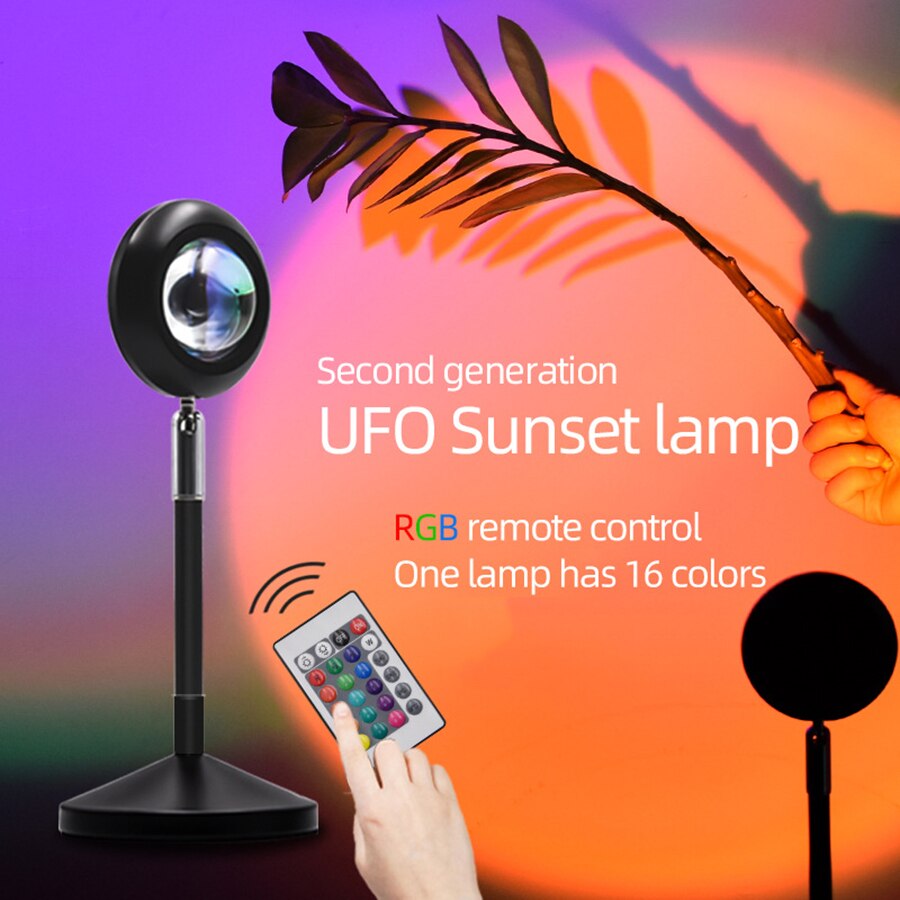Lámpara colorida de la foto de la puesta del sol