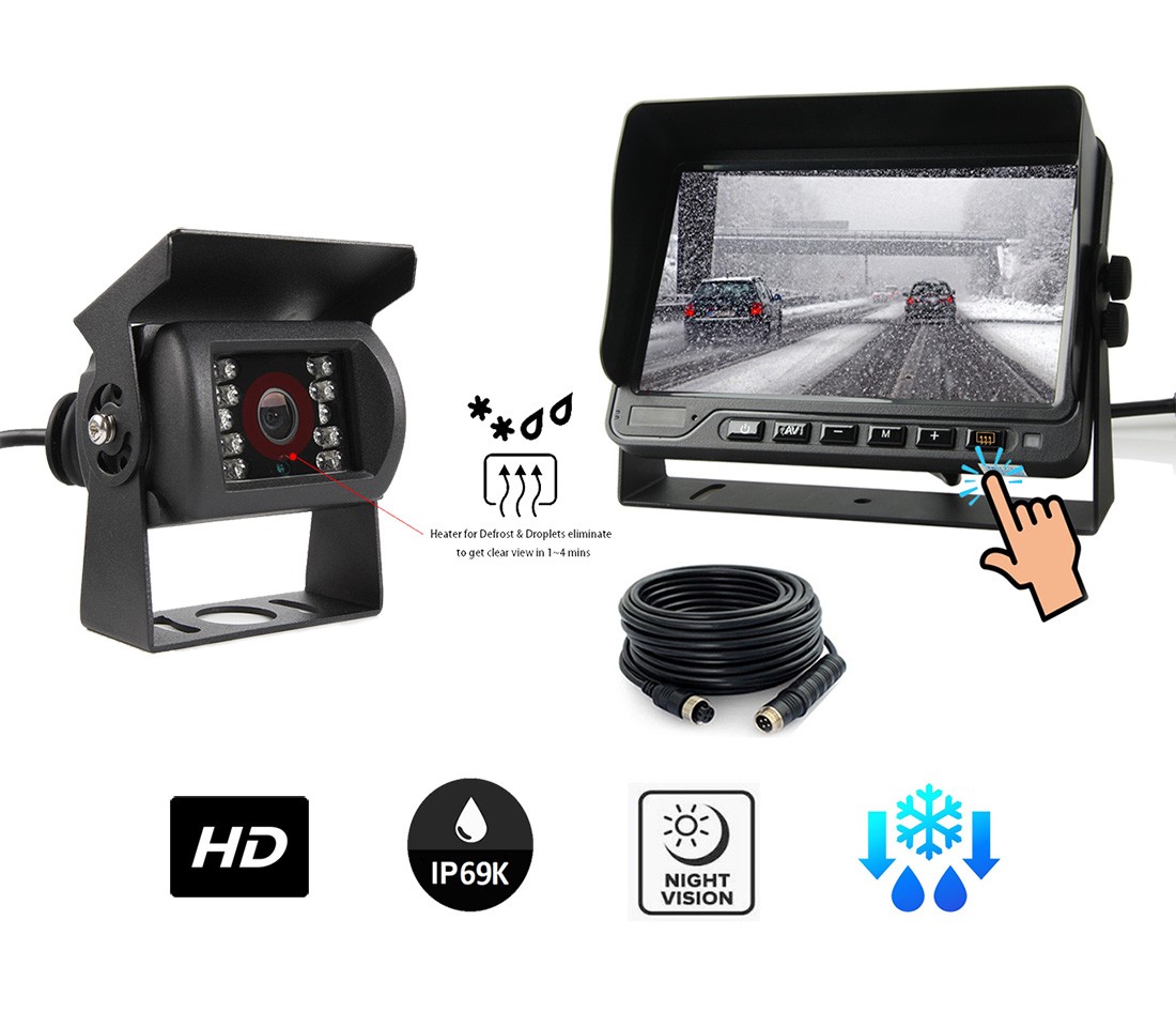 Conjunto de cámara: cámara HD para coche DESCONGELACIÓN trasera + monitor resistente al agua de 7"