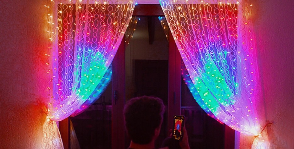 cortina de luz led wifi smartphone