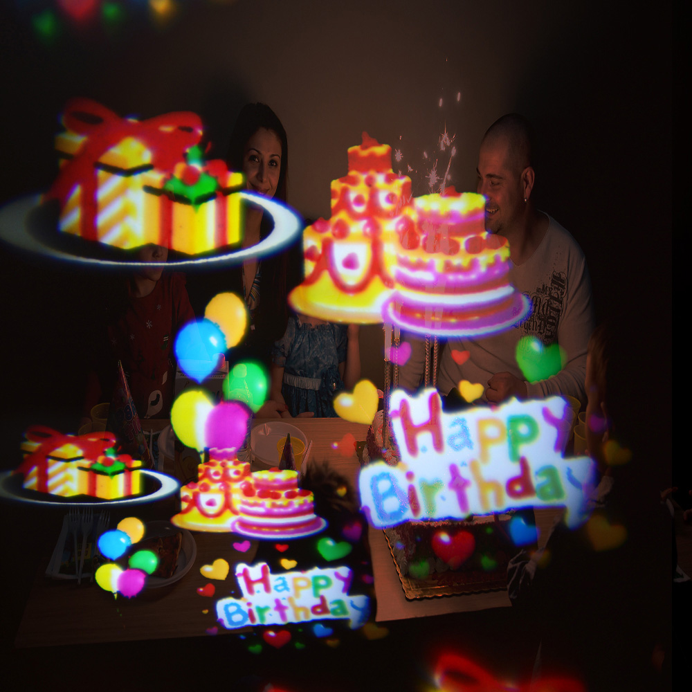 proyector led party fun para la celebración proyección de globos de feliz cumpleaños