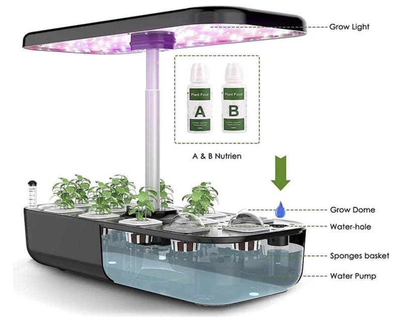 Lámpara LED GROW (hidroponía) para cultivo de plantas - Kit con 12 cápsulas